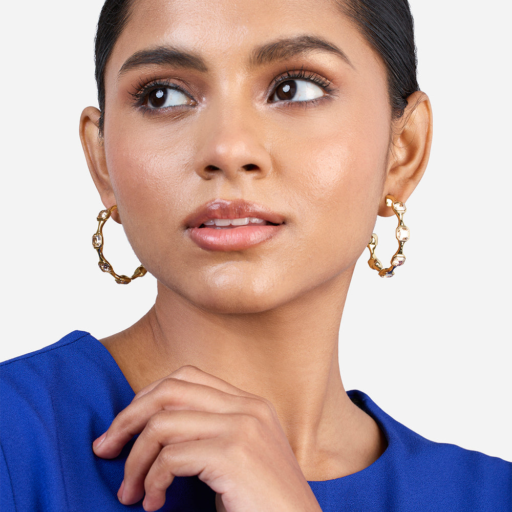 Gold Moss Tonal Hoop Earrings - Isharya | Modern Indian Jewelry