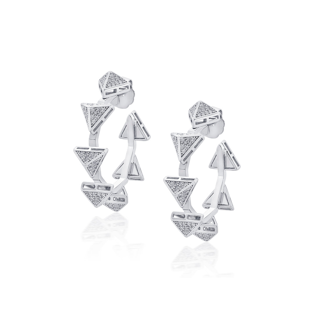Chrome Pyramid Hoop Earrings - Isharya | Modern Indian Jewelry