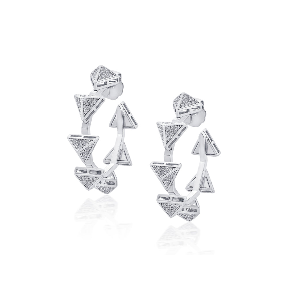 Chrome Pyramid Hoop Earrings