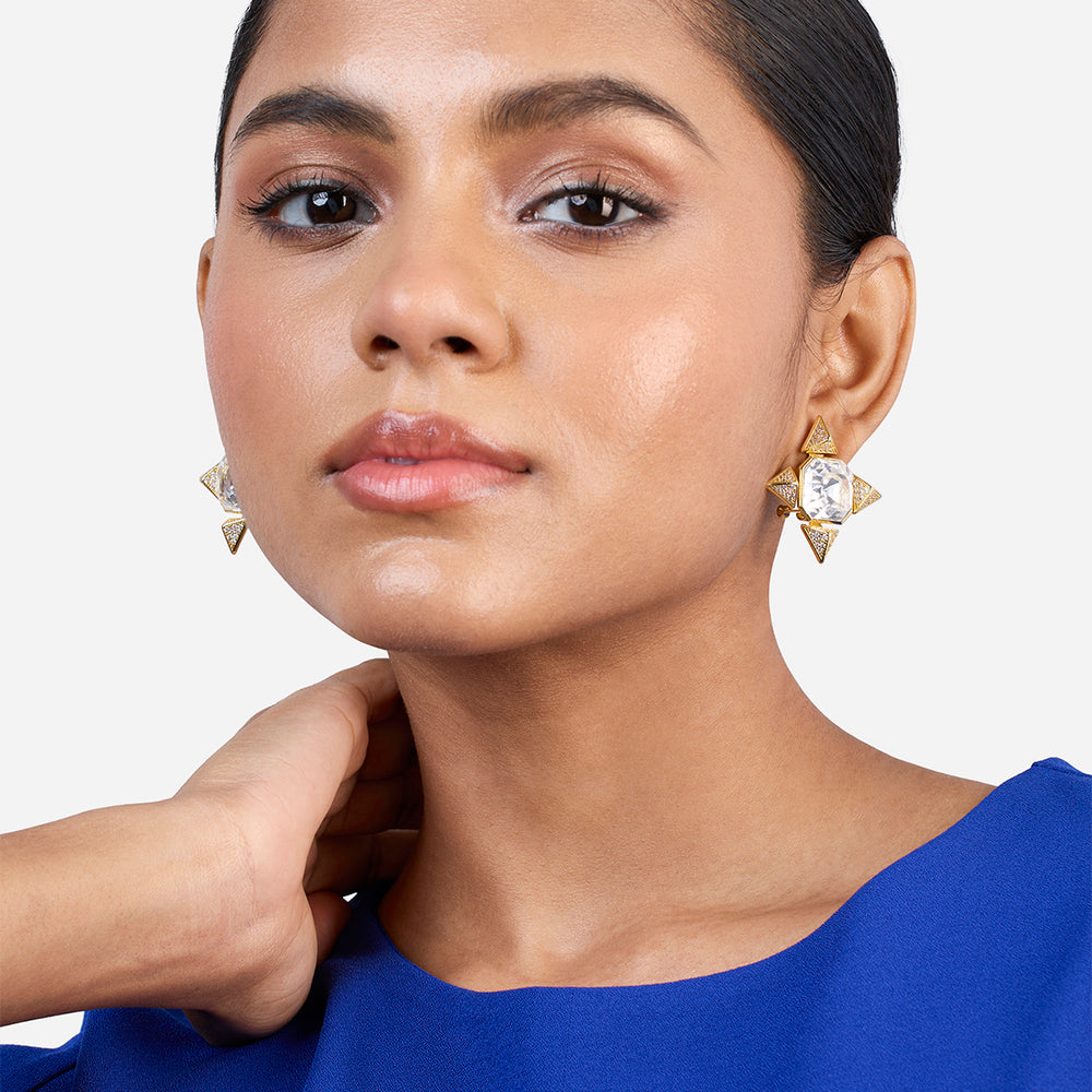 Gold Moss Star Earrings - Isharya | Modern Indian Jewelry