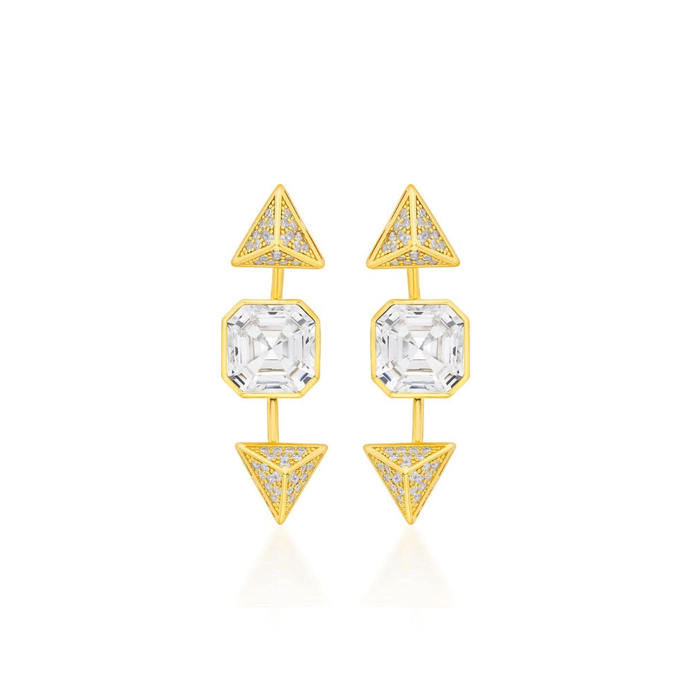 Gold Moss Pyramid Crystal Studs