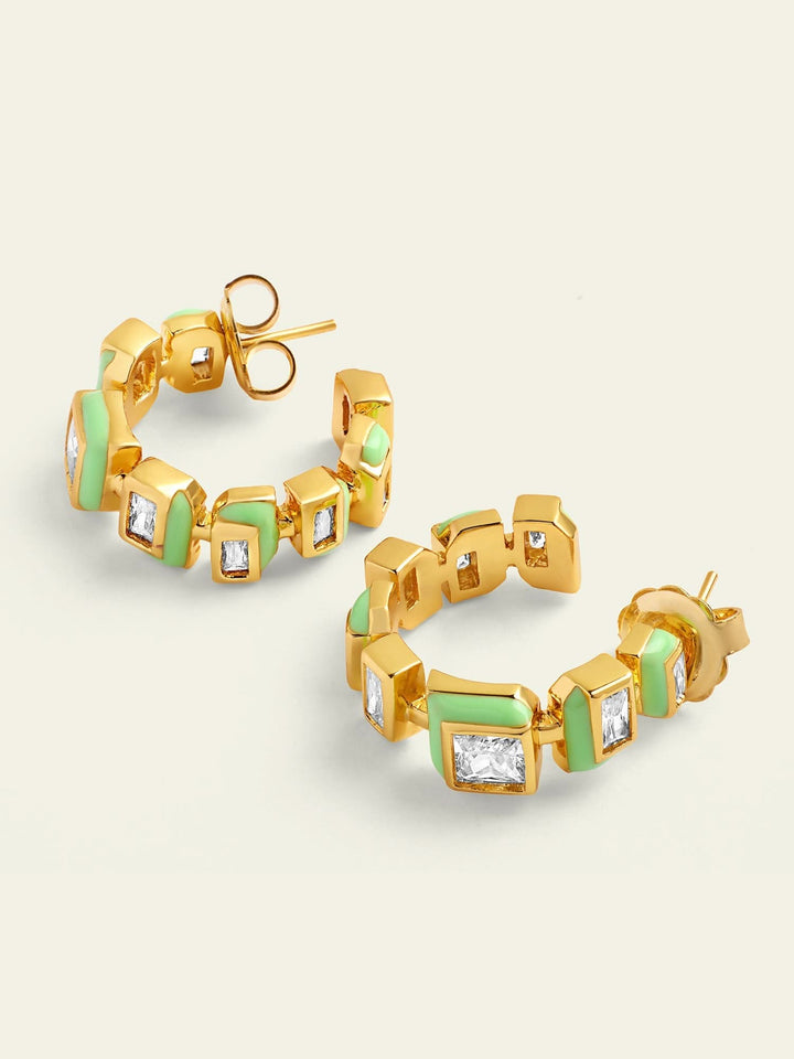 Green Enamel Hoops