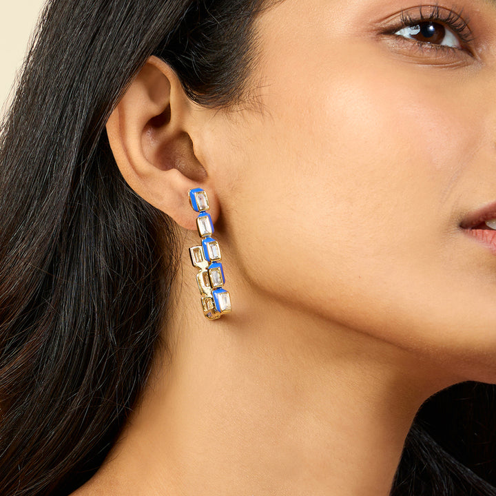 Square Blue Enamel Hoops