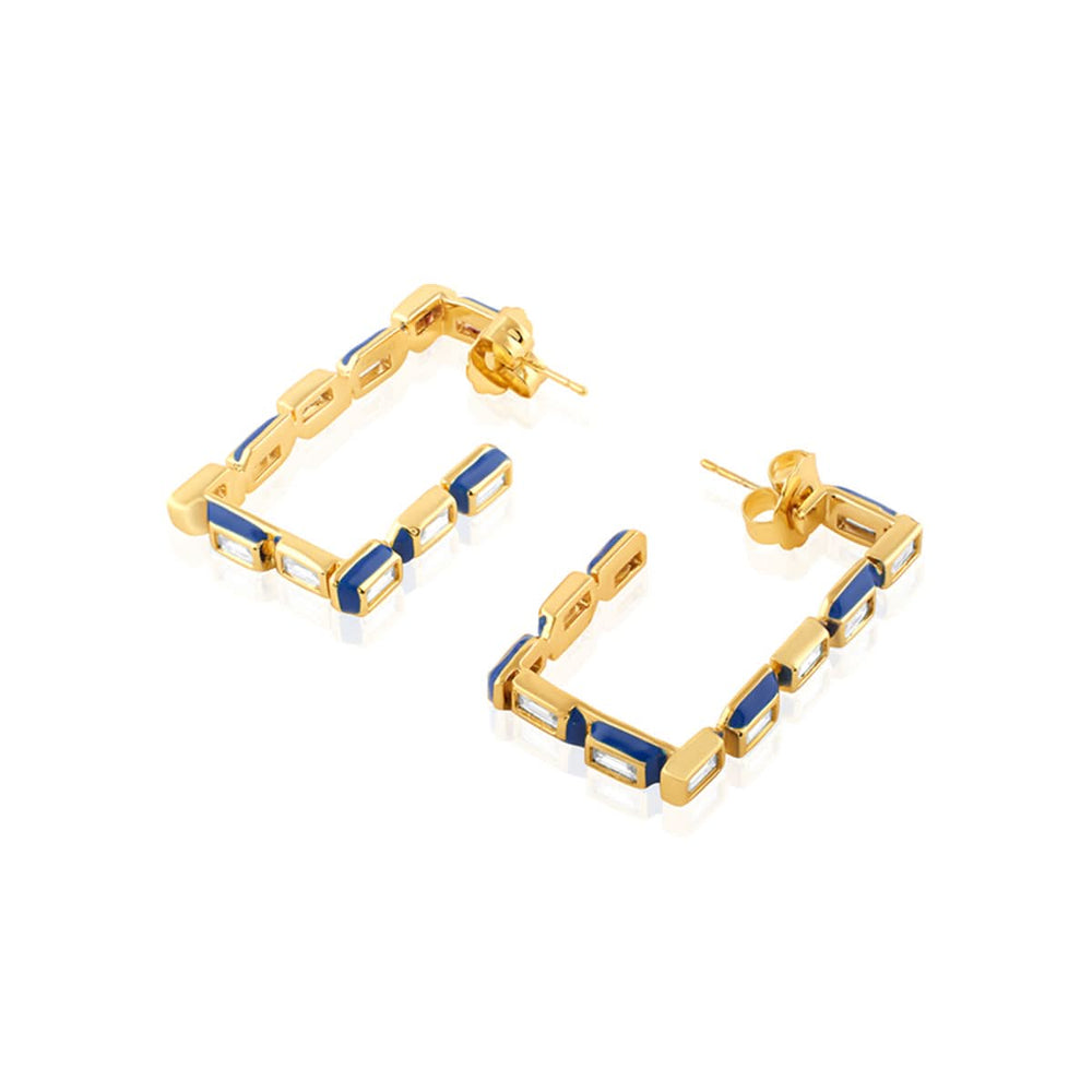 Square Blue Enamel Hoops