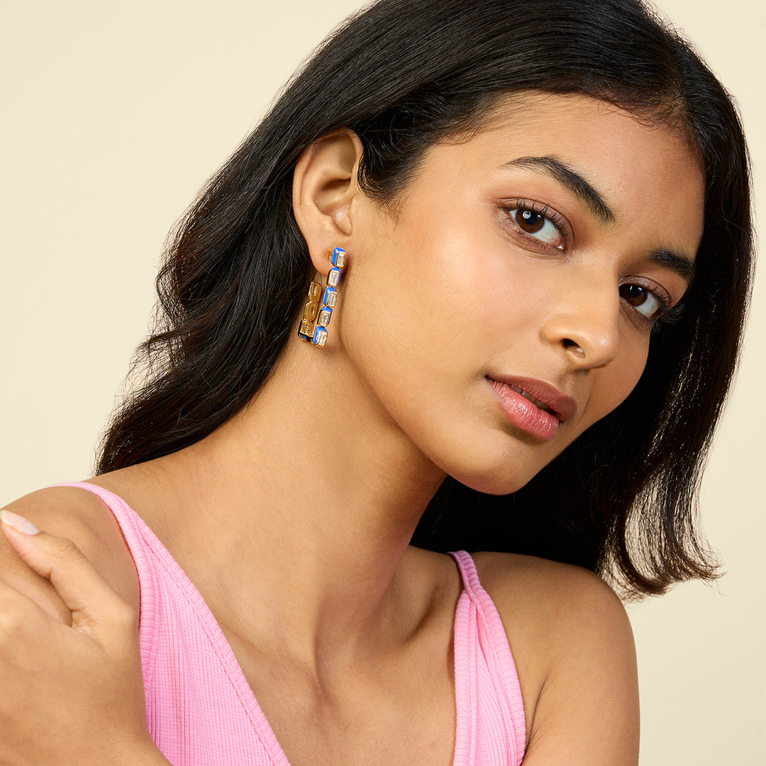Square Blue Enamel Hoops