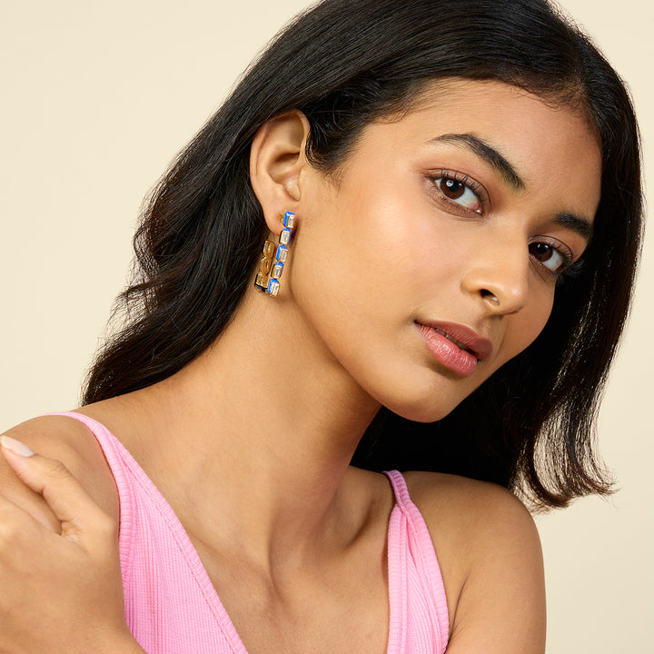 Square Blue Enamel Hoops