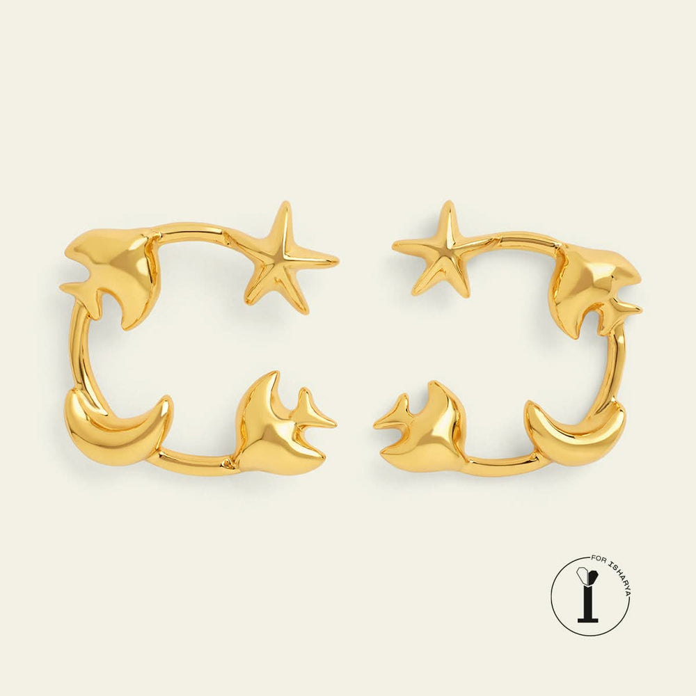 Nilu Thapa Aqua Gold Hoops