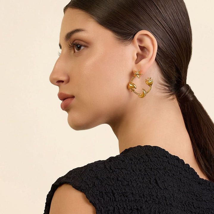 Nilu Thapa Aqua Gold Hoops