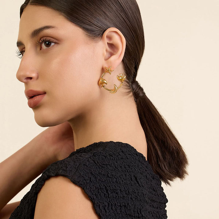 Nilu Thapa Aqua Gold Hoops