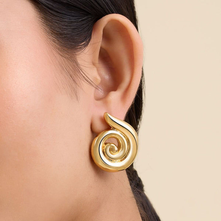 Sharvari Wagh Gold Shell Studs