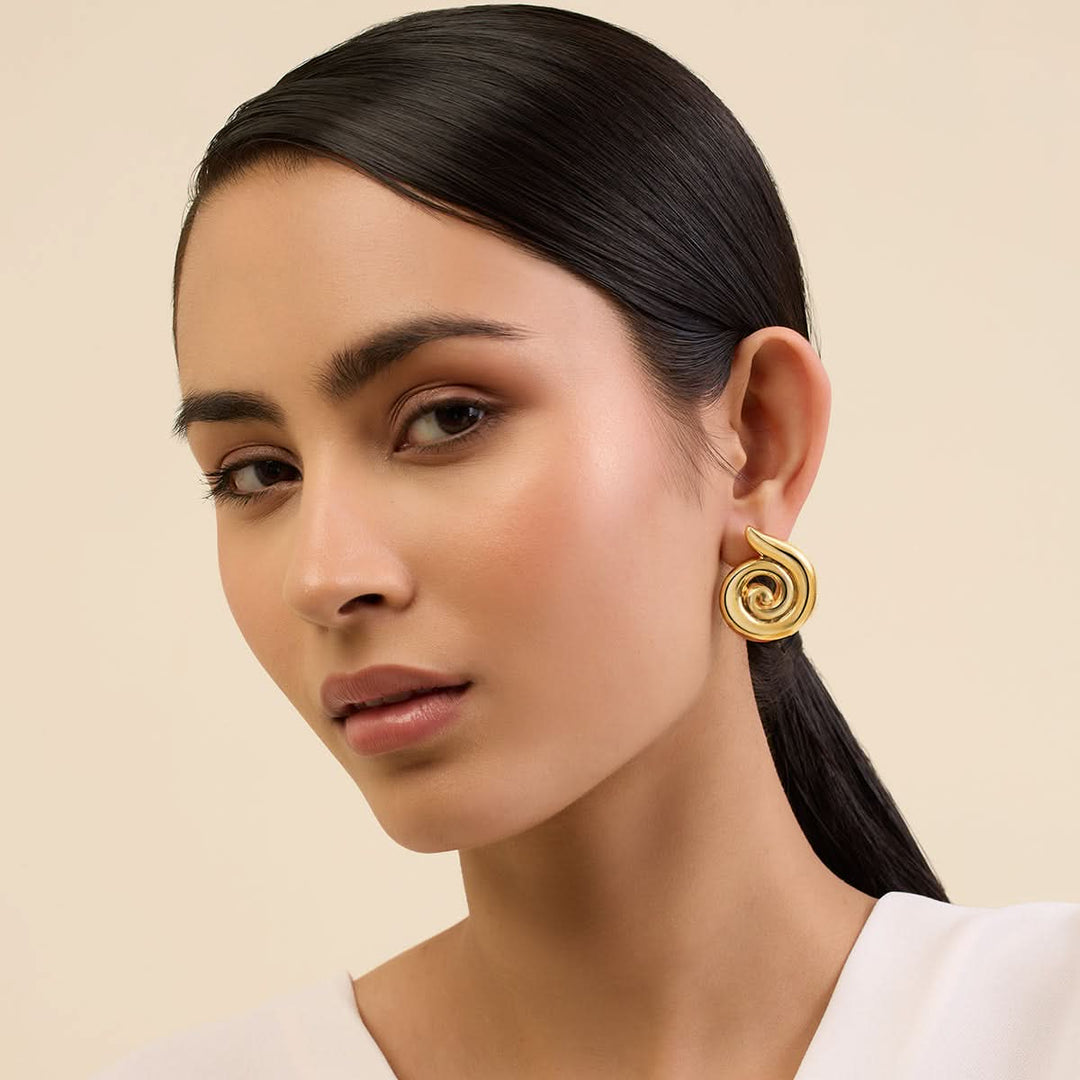 Sharvari Wagh Gold Shell Studs