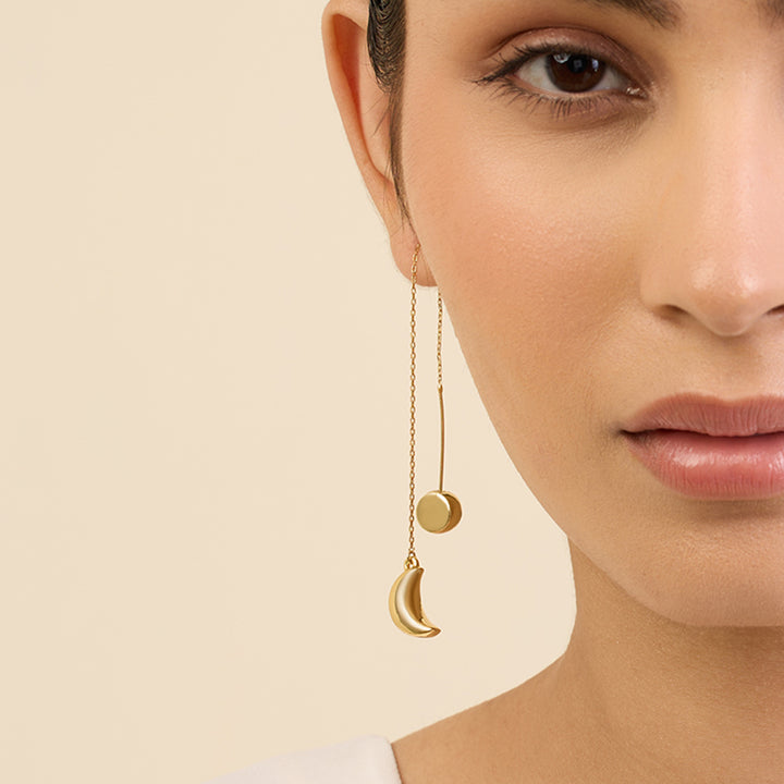 Star & Moon Mismatched Threader Earrings