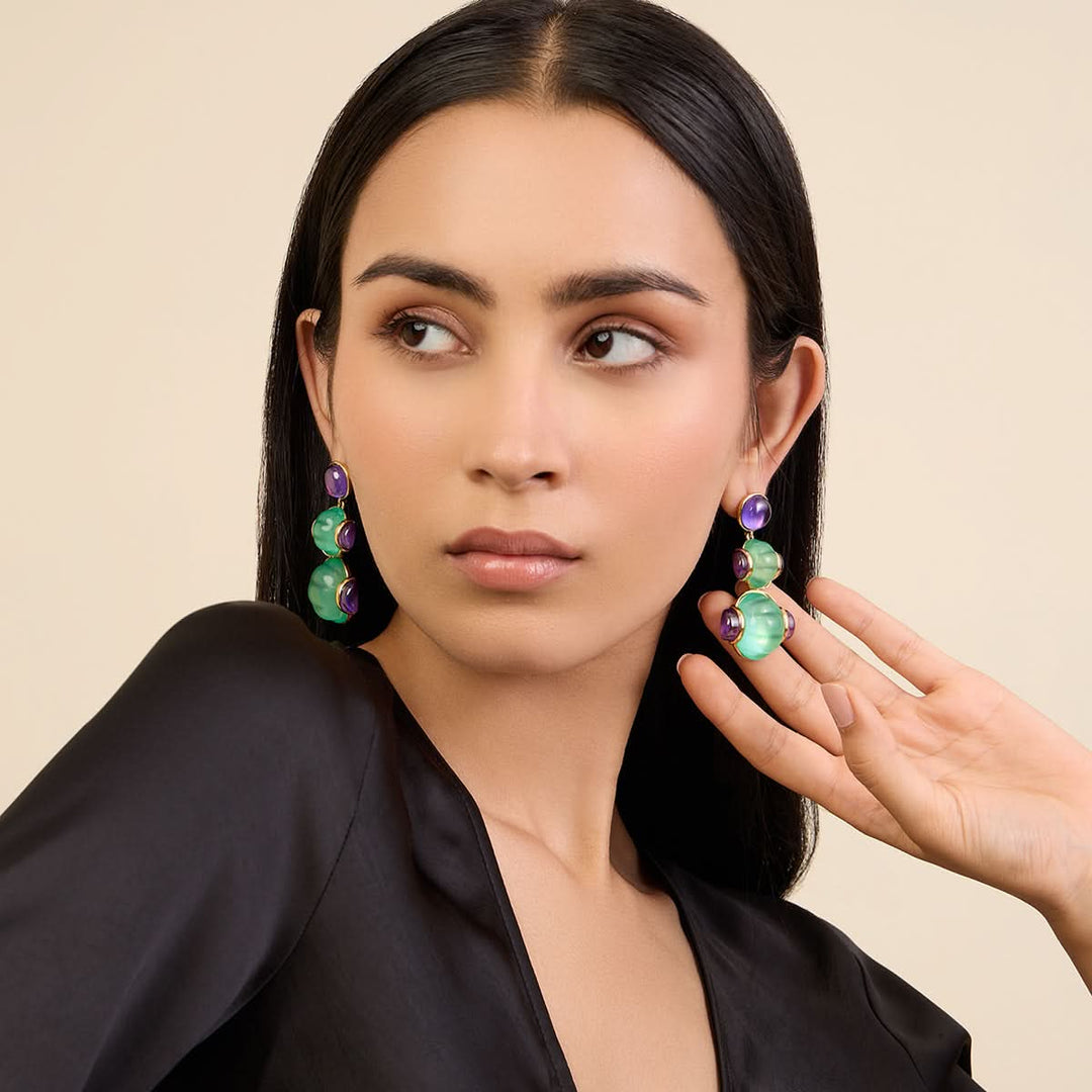 Aqua Amethyst Earrings