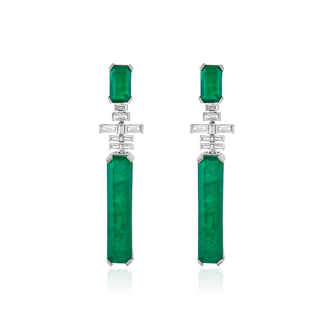 Doublet Dark Emerald Dangler Earrings