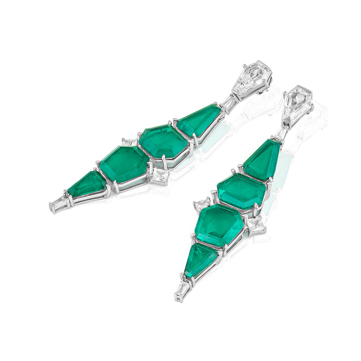 Quadruple Emerald Dangler Earrings