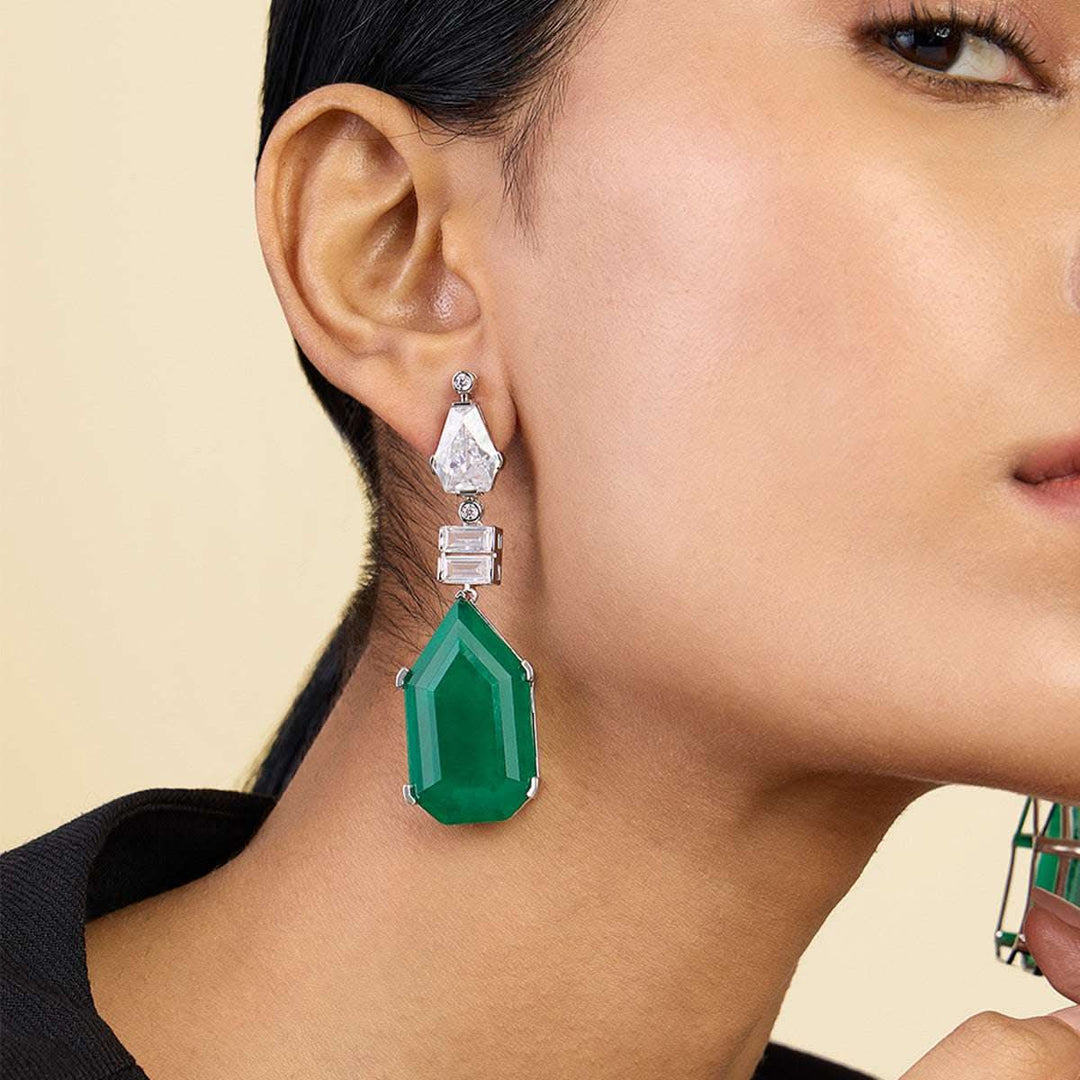 Doublet Dark Emerald Drop Earrings