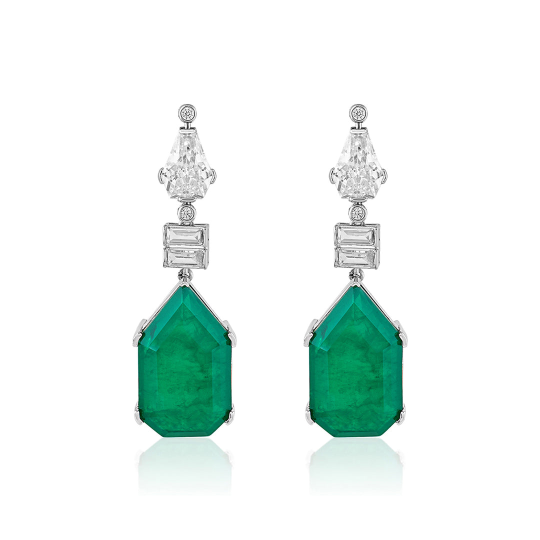 Doublet Dark Emerald Drop Earrings