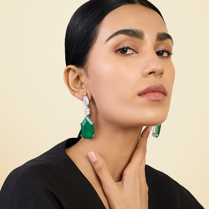 Doublet Dark Emerald Drop Earrings