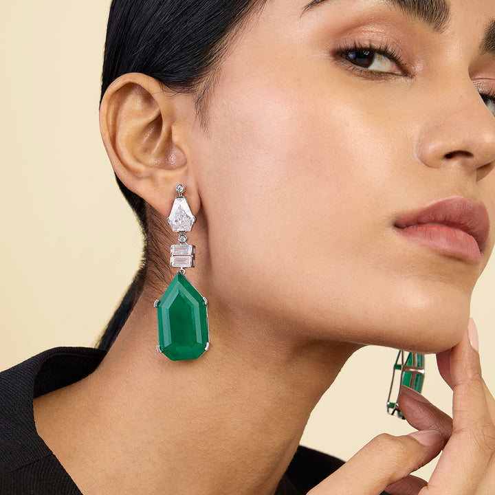 Doublet Dark Emerald Drop Earrings