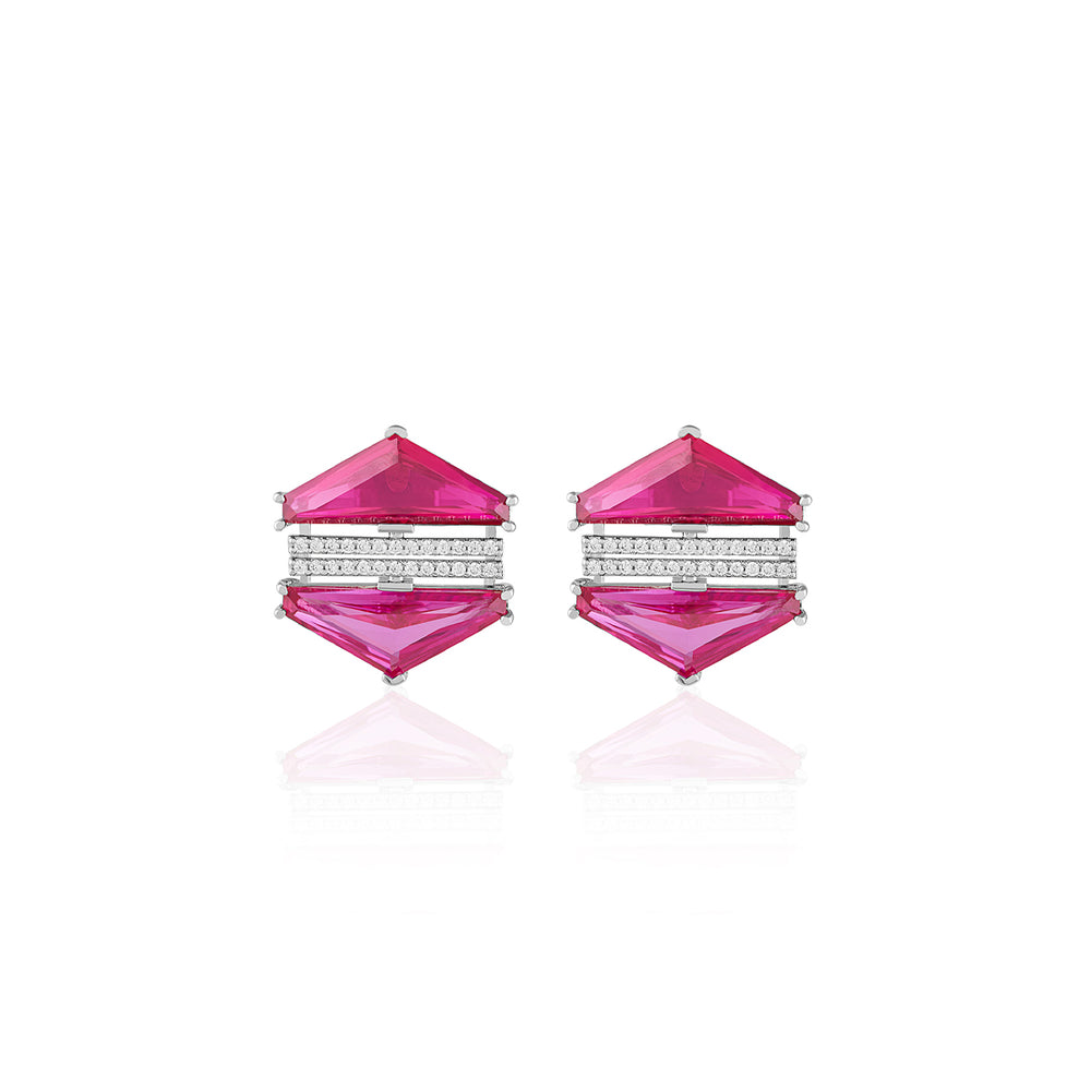 Ruby Corumdum & Pink Tourmaline Earrings