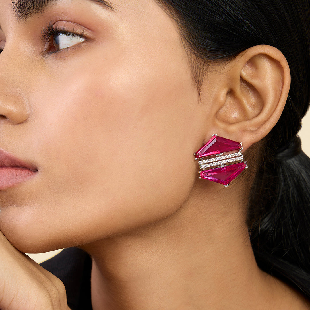 Ruby Corumdum & Pink Tourmaline Earrings