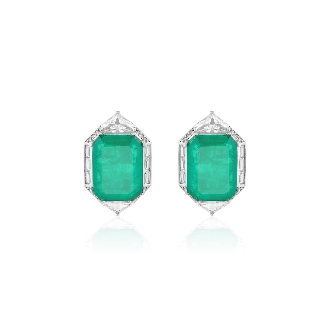 Double Emerald Statement Studs