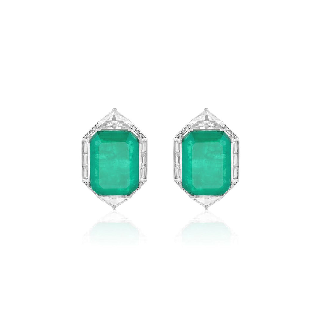 Double Emerald Statement Studs