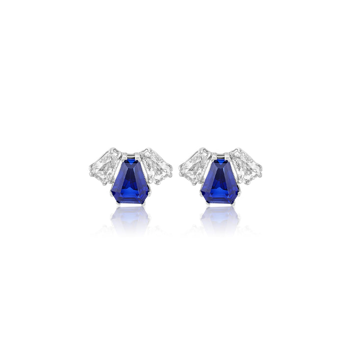 Triple Stone Blue Corumdum Studs