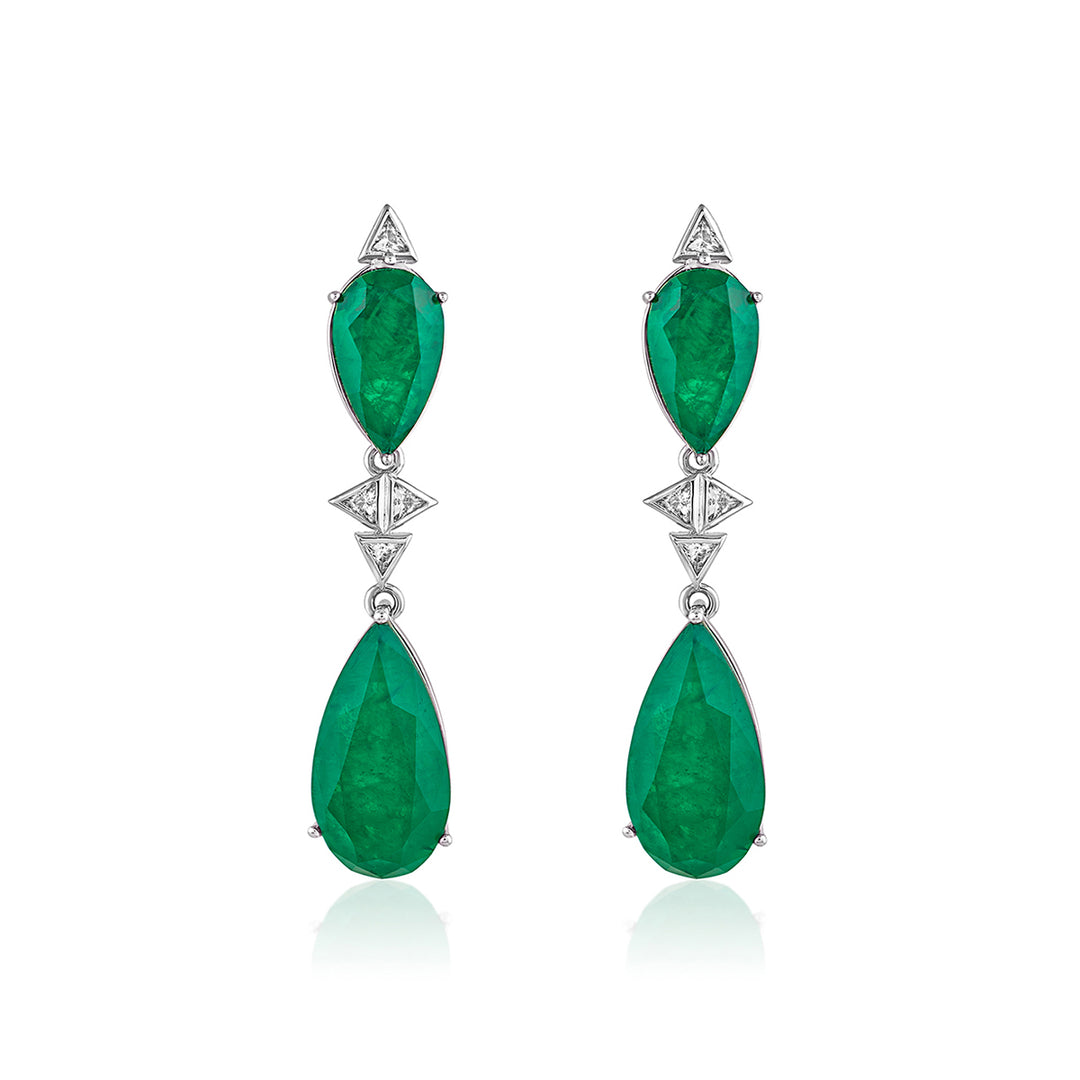Buy Pear Cut Emerald Drop Earrings Online - Main Image