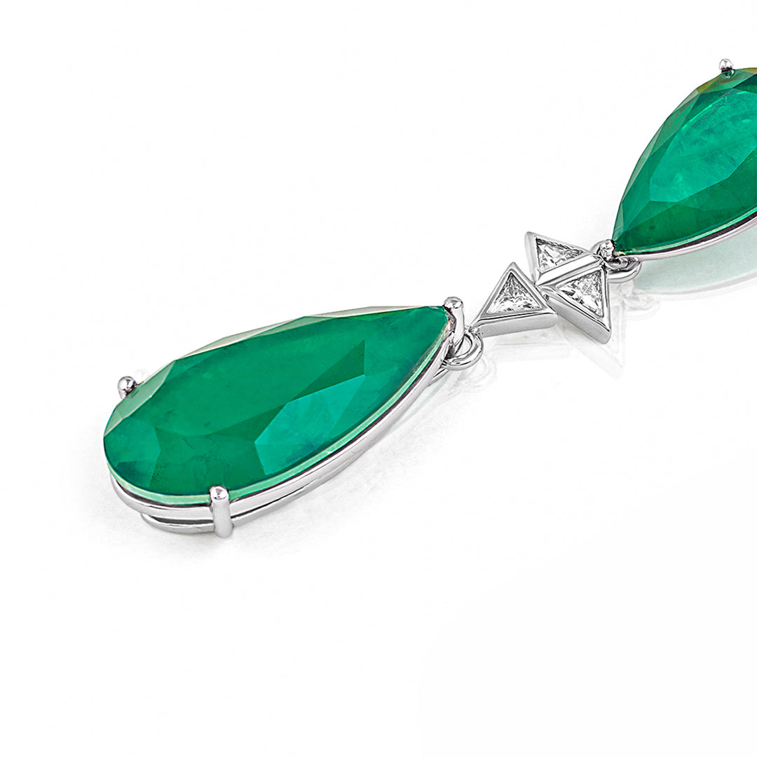 Pear Cut Emerald Drop Earrings