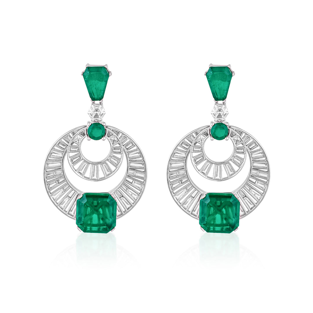 Doublet Emerald Moon Bali Earrings