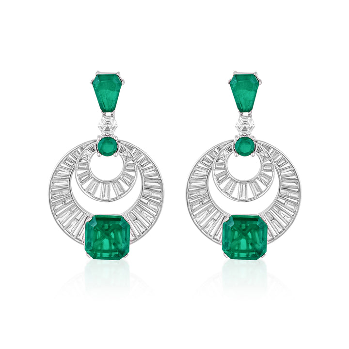 Doublet Emerald Moon Bali Earrings