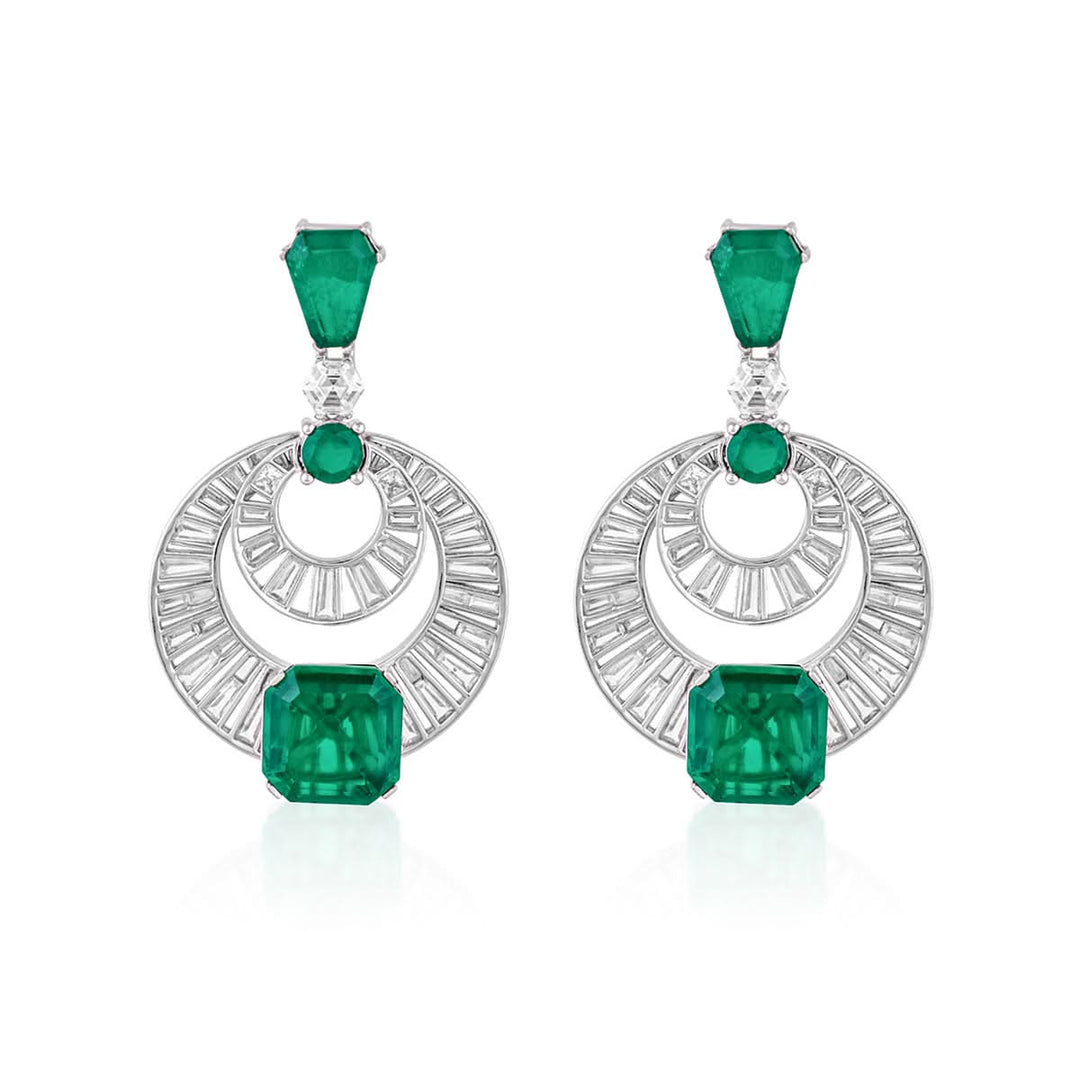 Doublet Emerald Moon Bali Earrings
