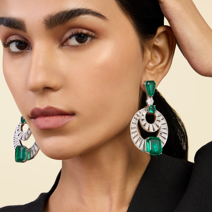 Doublet Emerald Moon Bali Earrings