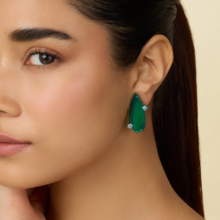 Emerald Flame Studs