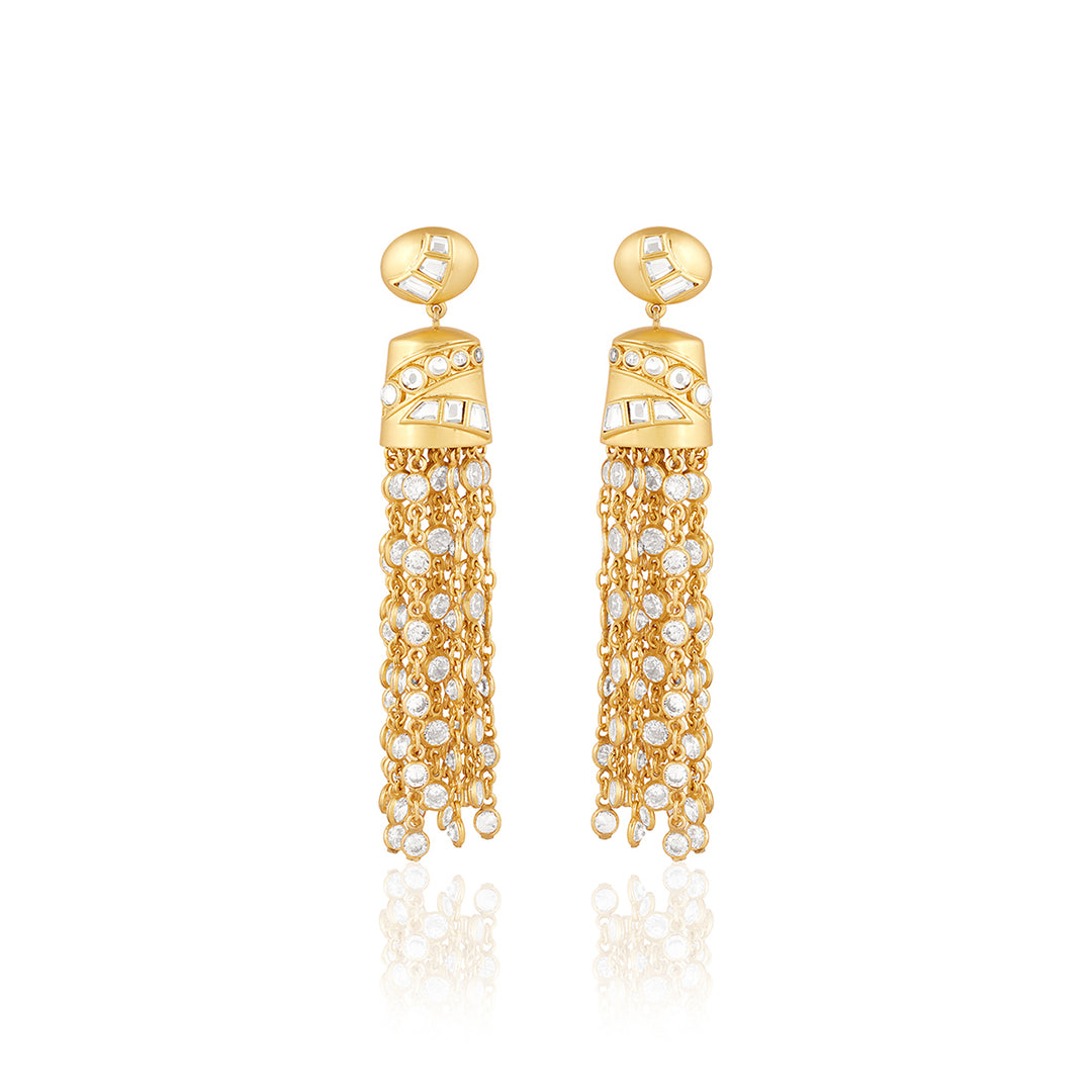 Inayat Cotton Pearl & CZ Long Earrings