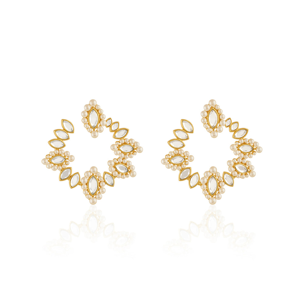 Mirror Moti Front Back Earrings