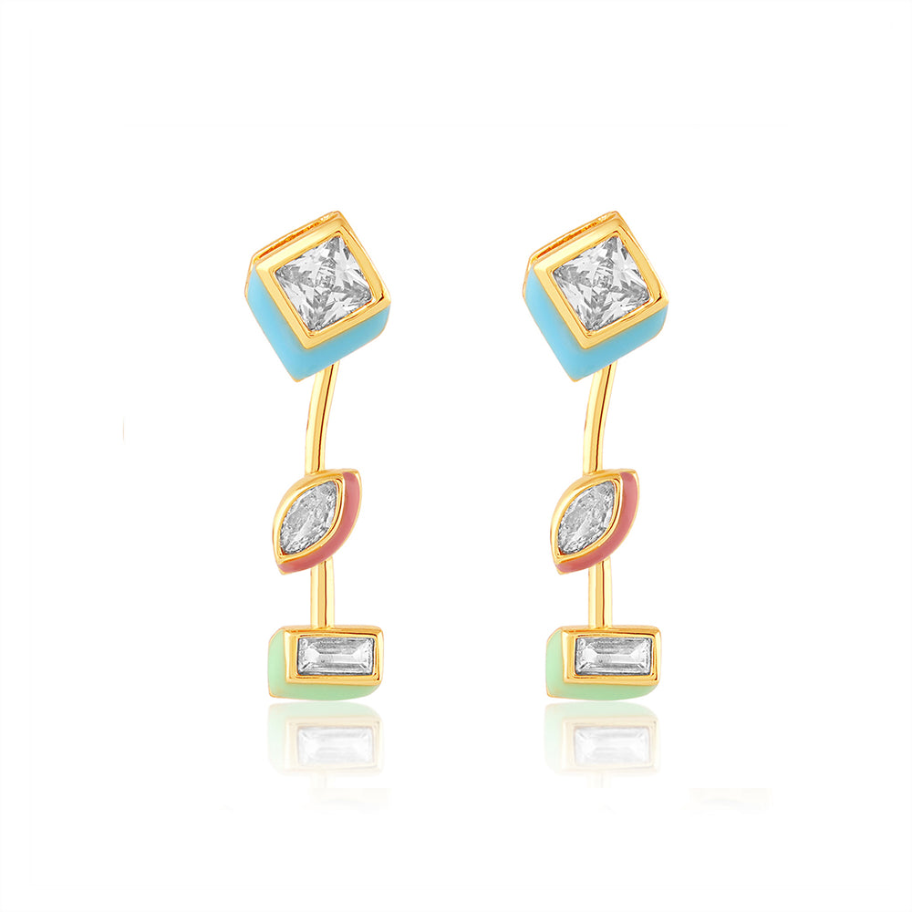 Multicolor Front Back Earrings