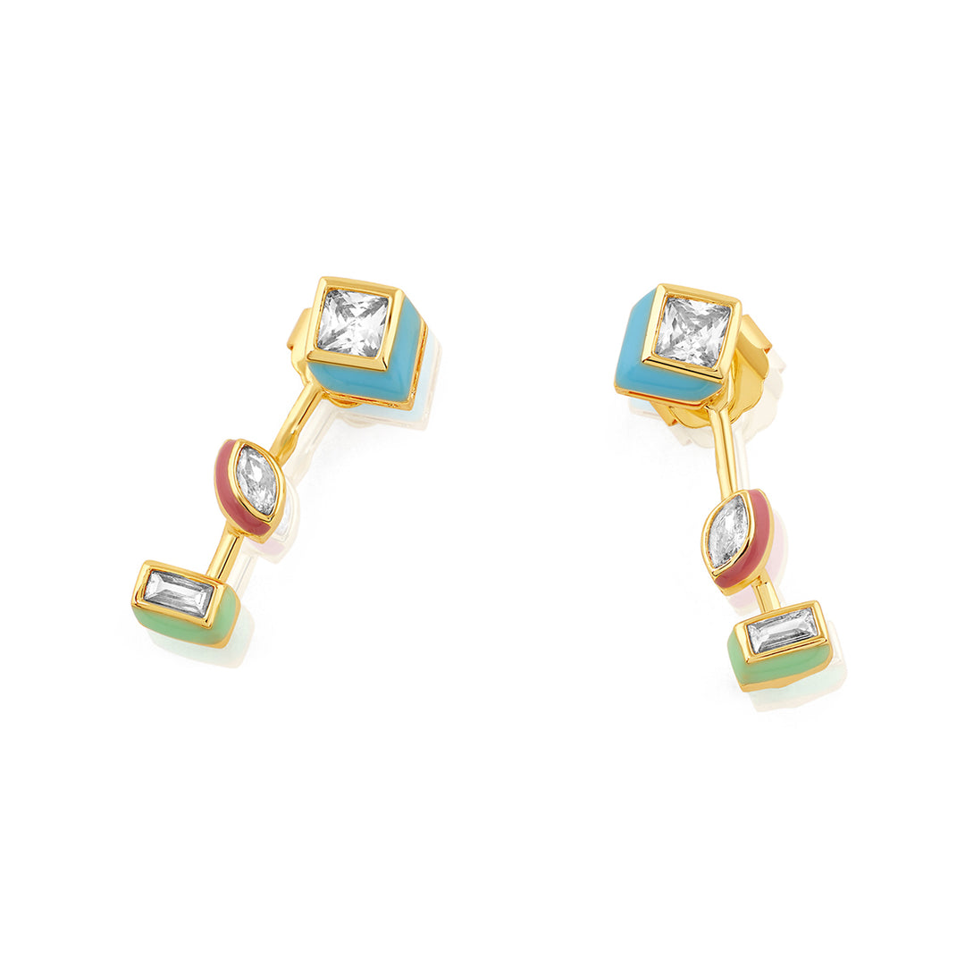 Multicolor Front Back Earrings