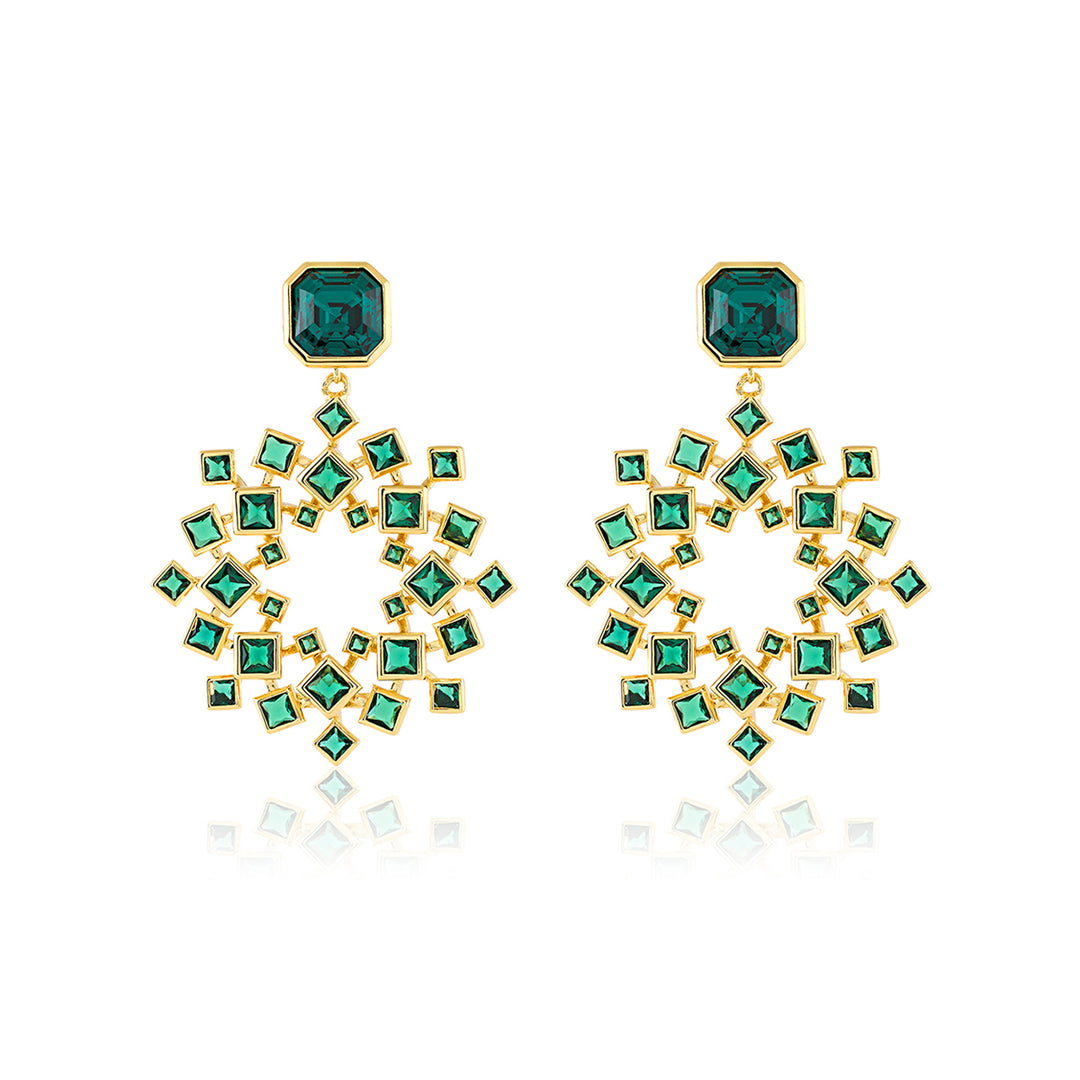 Green Cosmic Flair Earrings