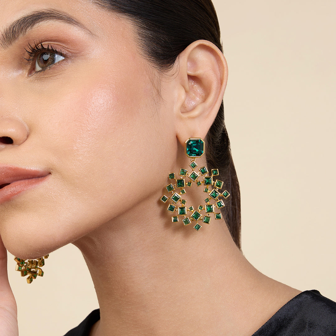 Green Cosmic Flair Earrings