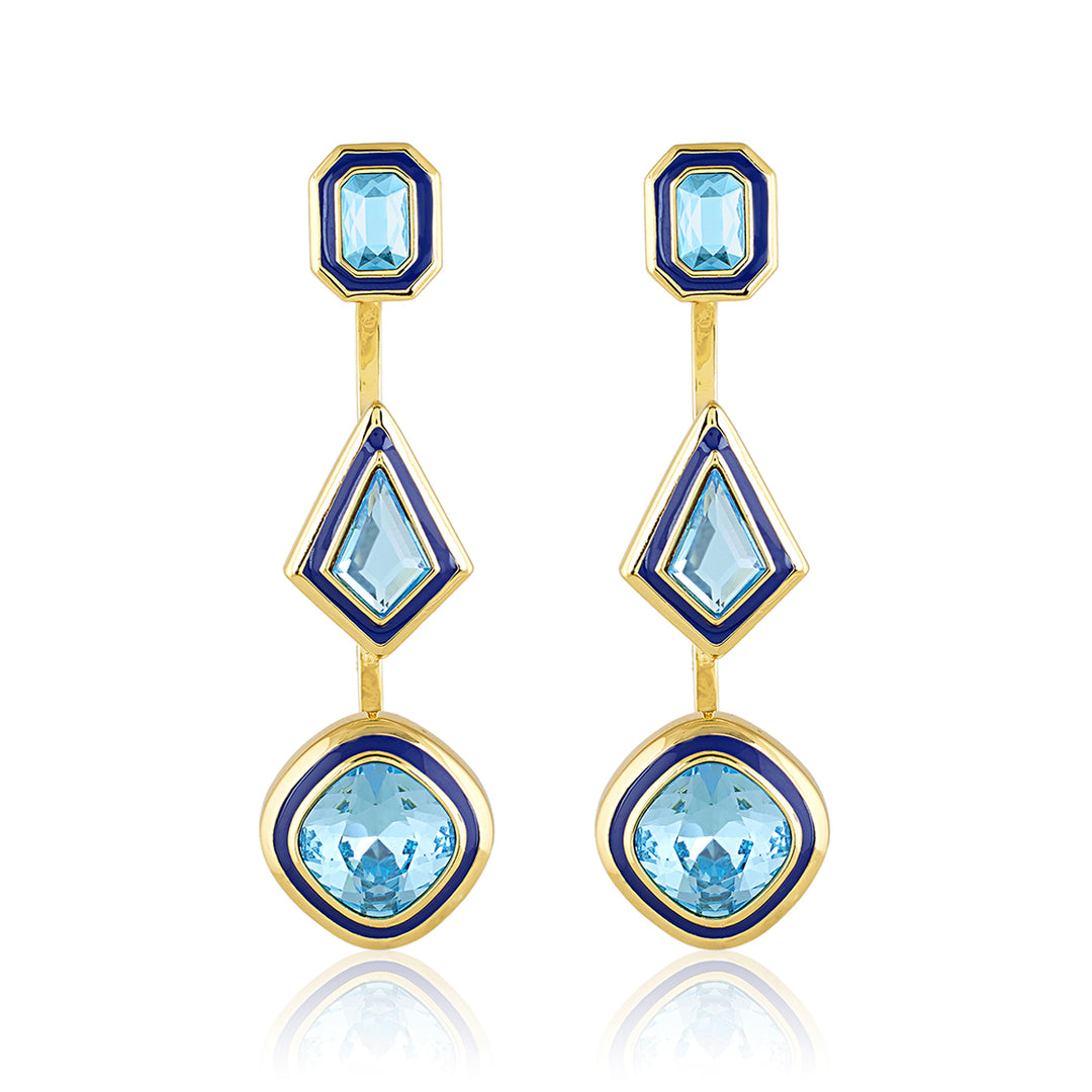 Aquamarine Crystal Front Back Earrings