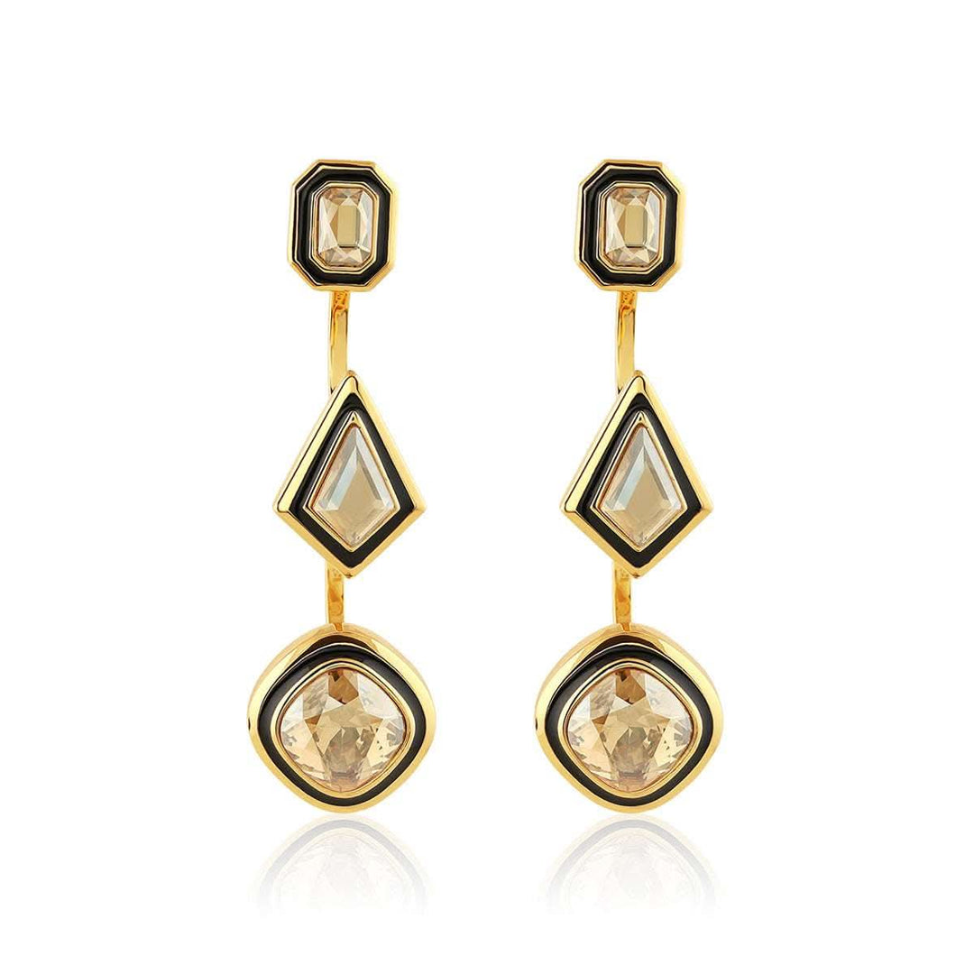Chitrangada Singh Yellow Crystal Front Back Earrings