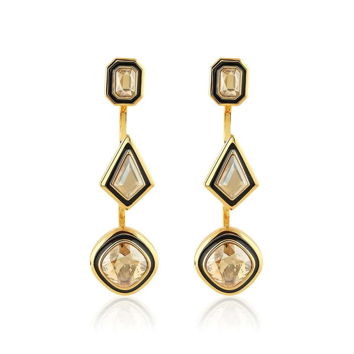 Chitrangada Singh Yellow Crystal Front Back Earrings