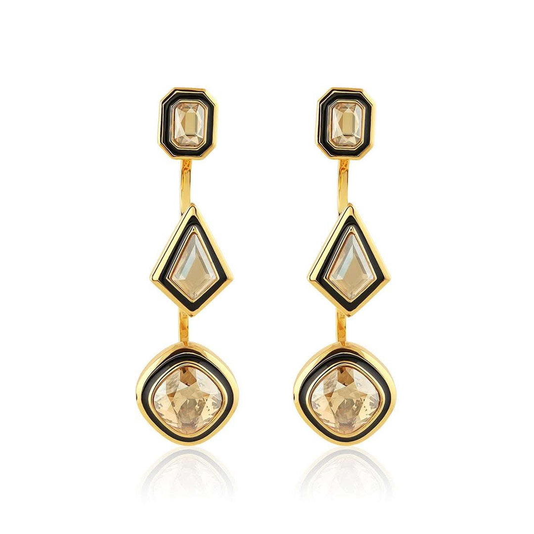 Chitrangada Singh Yellow Crystal Front Back Earrings