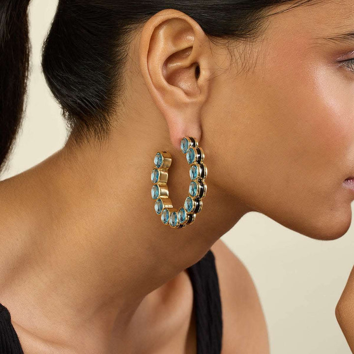 Aqua Goals Statement Reversible Earrings