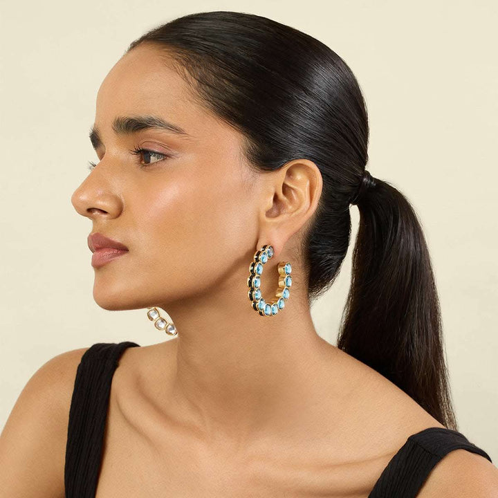 Aqua Goals Statement Reversible Earrings