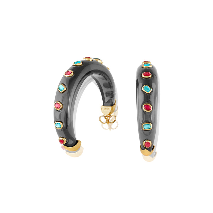Black Statement Hoop Earrings