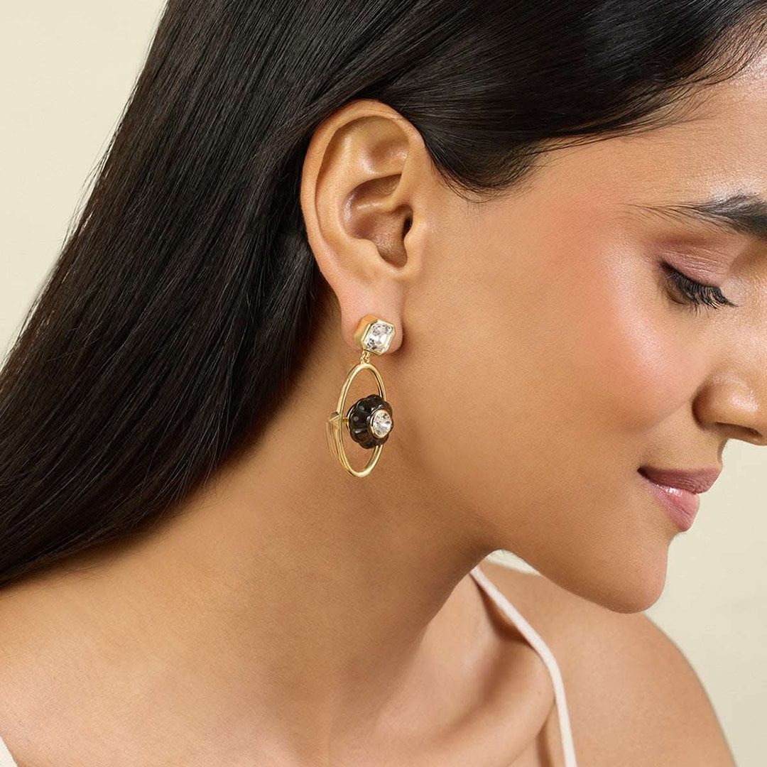 Noir Flora Dangler Earrings