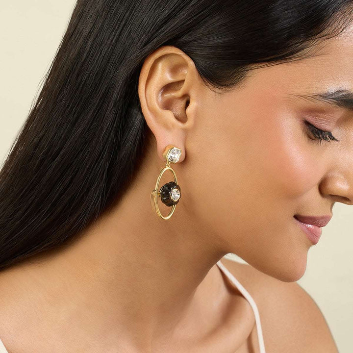 Noir Flora Dangler Earrings